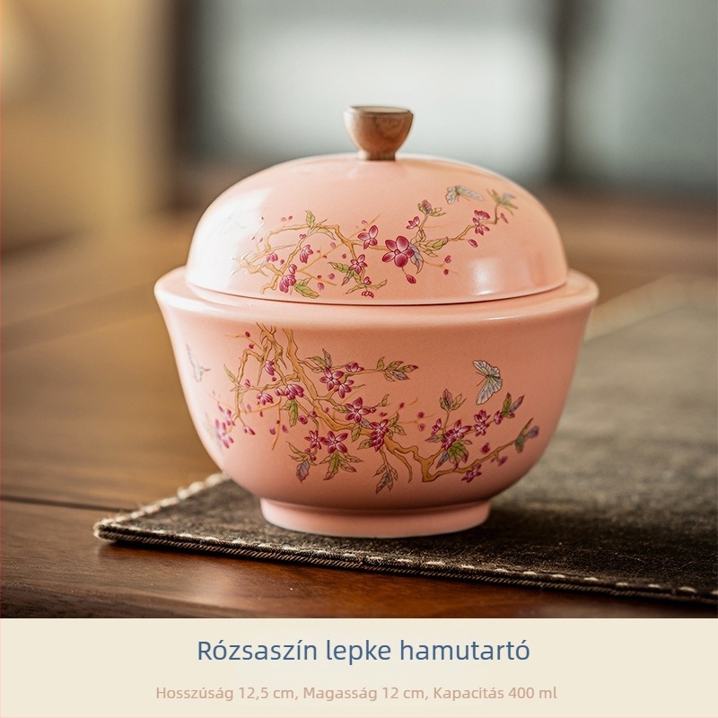 Kerámiából készült hamutál fedővel, szélvédett, újrahasználható, logónyomás elérhető, testreszabható