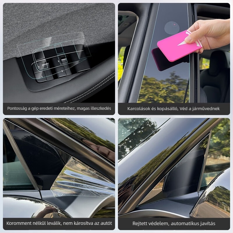 Tesla Model 3 TPU középső oszlop védőfilm – karcolásmentes védelem a központi kezelőpanelhez, a kormánygombokhoz, az ajtó gombhoz és az ablakemelő panelhez