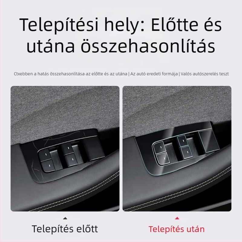 Tesla Model 3 TPU középső oszlop védőfilm – karcolásmentes védelem a központi kezelőpanelhez, a kormánygombokhoz, az ajtó gombhoz és az ablakemelő panelhez
