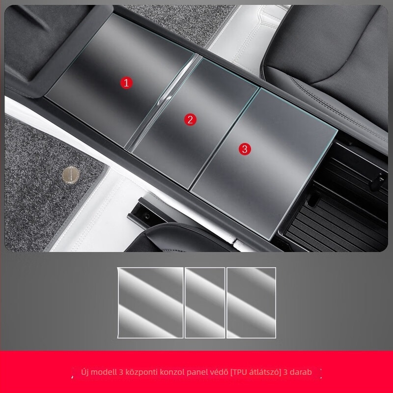 Tesla Model 3 TPU középső oszlop védőfilm – karcolásmentes védelem a központi kezelőpanelhez, a kormánygombokhoz, az ajtó gombhoz és az ablakemelő panelhez