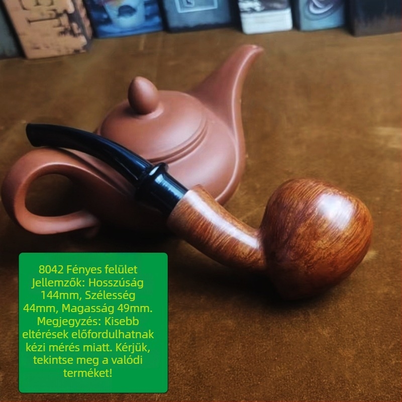 Heatherwood anyagú pipa, kézzel készített, 9 mm-es szűrő, modern minimalista stílus, testreszabható