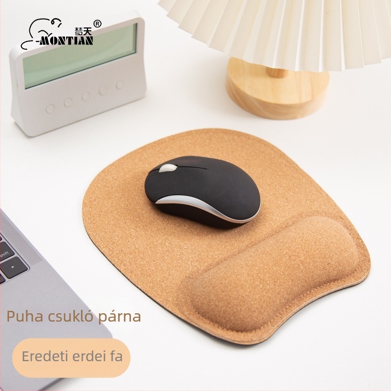 Parafa csuklós egérpad, kis méretű, egyoldalas, parafa + gumi anyag, csuklópánttal, OEM