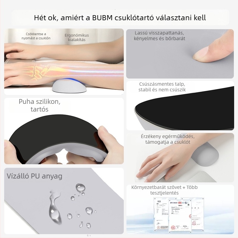 Ergonomikus szilikon csukló párna billentyűzethez és egérhez, egyoldalas logóval, testreszabható