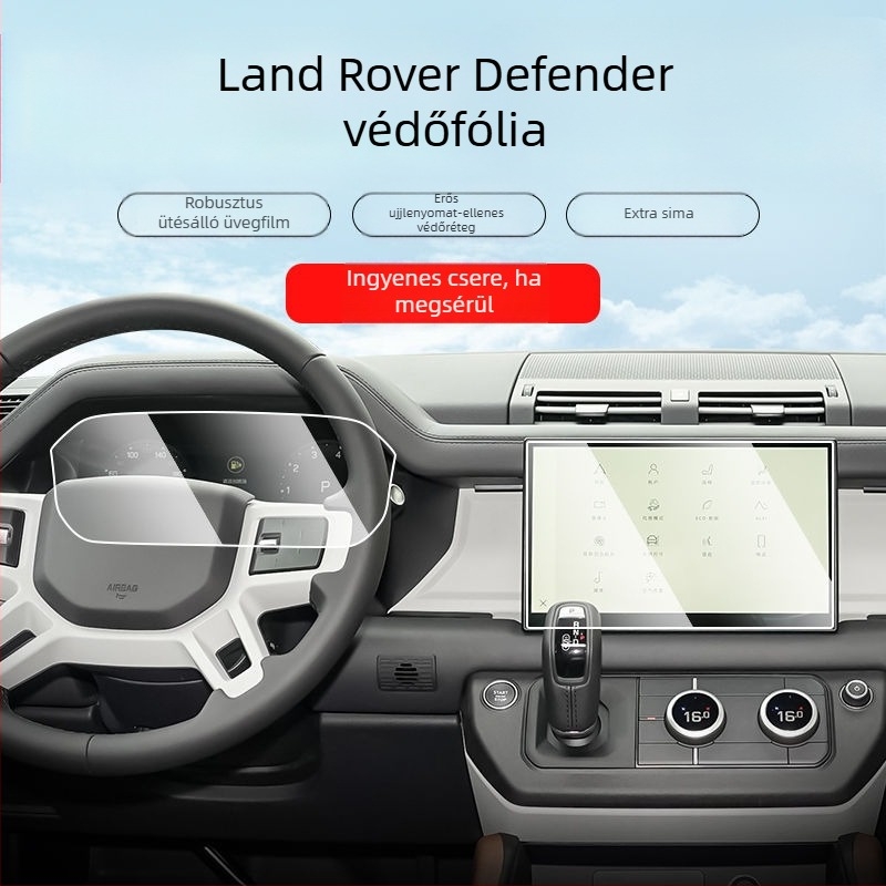 Land Rover Defender navigációs és műszerfal kijelző védőfólia, keményített film, belső védelem