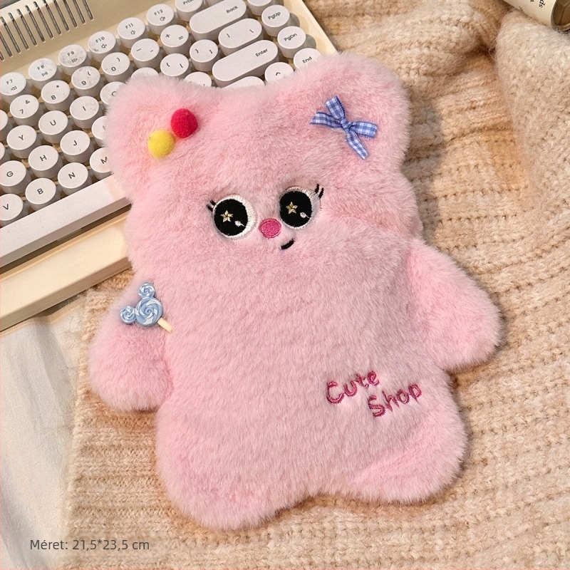 Meleg vizet tartó táska medvével – fleece anyag, 350 g, modern minimalist stílus, univerzális felhasználás, testreszabás elérhető