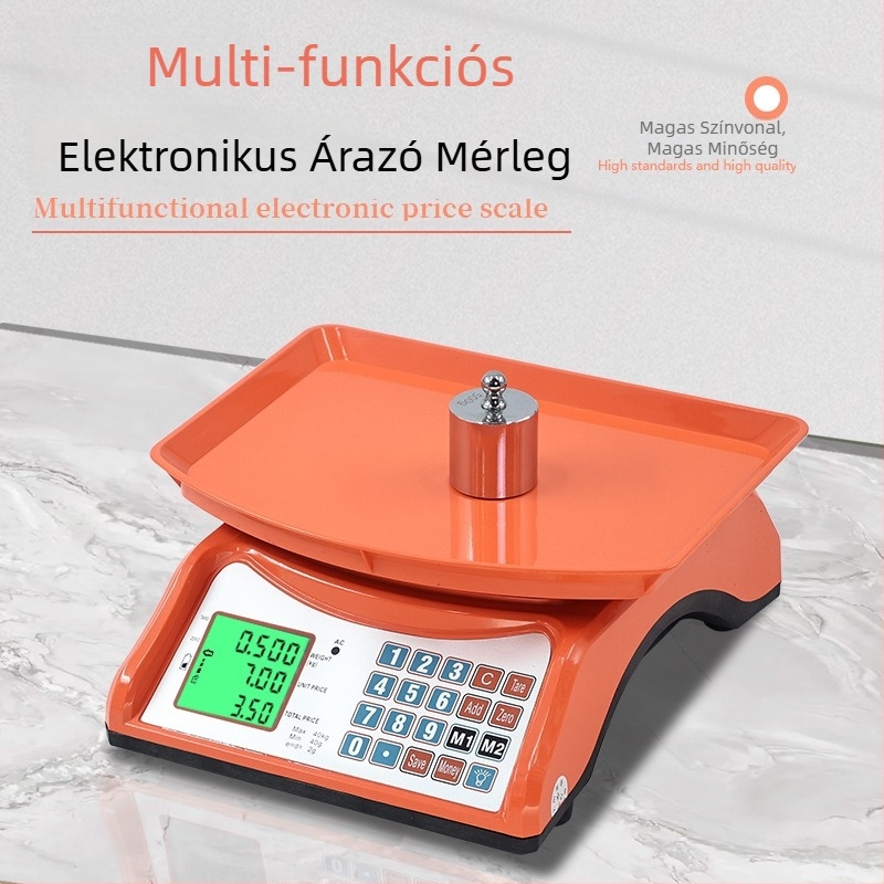 ACS-30 nagy pontosságú elektronikus platformmérleg az árazáshoz, 30 kg teherbírás, akkumulátoros vagy hálózati működés