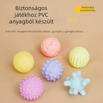 Babák fürdőjátéka — puha vinil labda fogáshoz és tapintási észleléshez, fejleszti a látást és a hallást (Anyag: vinil; Korosztály: 3–6 év)