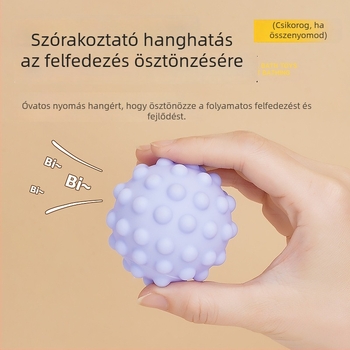 Babák fürdőjátéka — puha vinil labda fogáshoz és tapintási észleléshez, fejleszti a látást és a hallást (Anyag: vinil; Korosztály: 3–6 év)