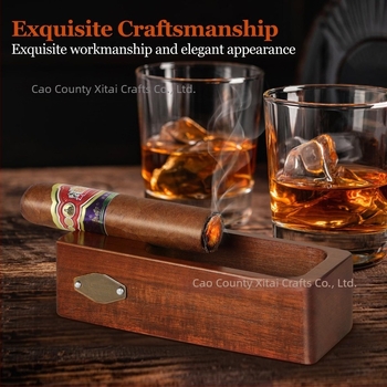 Fából készült szivar hamutartó – négyzetes és hordozható téglalap alakú dizájn; Márka Xitai; Logó nyomtatva; Testreszabható kivitelezés; Modern minimalist stílus