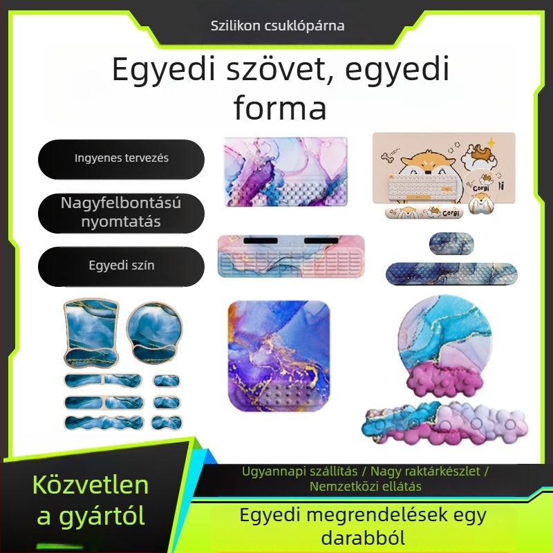 Egércsukló párna - egyoldalas, gyanta alapanyagú, csuklópánt, logónyomtatás, OEM testreszabás
