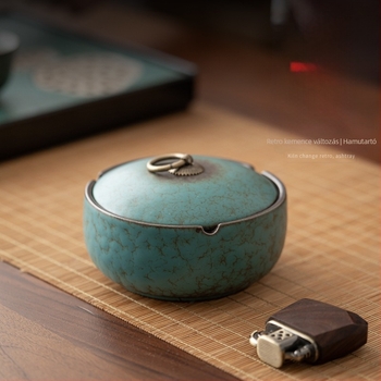 Kerámiából készült hamutál fedővel, japán stílusú, Yunhua Hall márka, logó nyomtatás elérhető