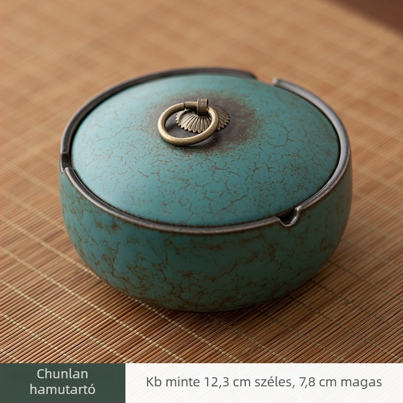 Kerámiából készült hamutál fedővel, japán stílusú, Yunhua Hall márka, logó nyomtatás elérhető
