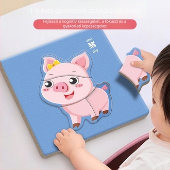 Állatos oktató puzzle csecsemők és kisgyermekek számára 0–3 éves korig, kezdőbarát papíralapú puzzle