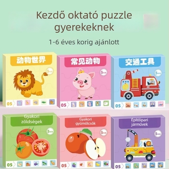 Állatos oktató puzzle csecsemők és kisgyermekek számára 0–3 éves korig, kezdőbarát papíralapú puzzle