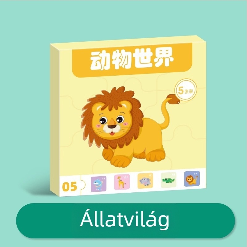 Állatos oktató puzzle csecsemők és kisgyermekek számára 0–3 éves korig, kezdőbarát papíralapú puzzle