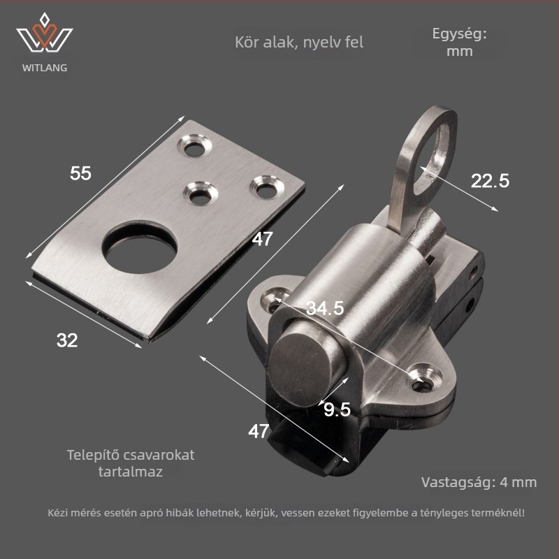 Rugós zár rozsdamentes acélból - nehéz csap, modell 3-018/3-019, felület Brushed, Weitron
