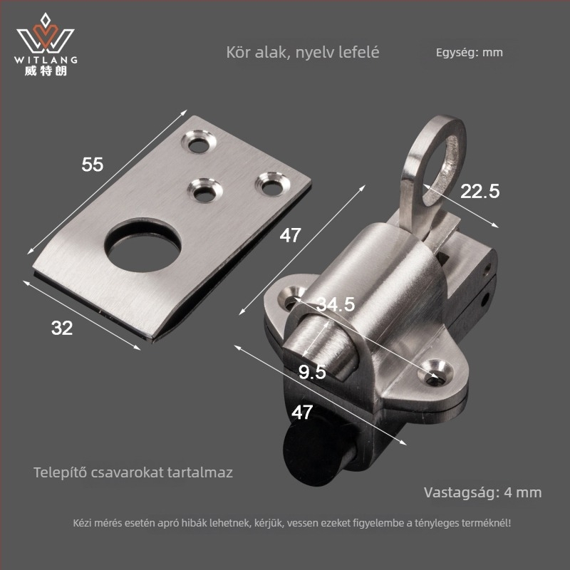 Rugós zár rozsdamentes acélból - nehéz csap, modell 3-018/3-019, felület Brushed, Weitron