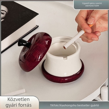 Kerámiából készült hamutál fedővel otthonra és irodába — szagtalanító hatás, egyszerű dizájn, vállalati ajándék