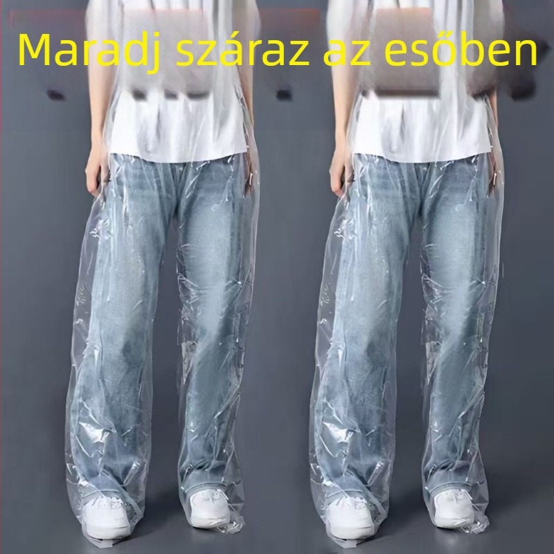 Hosszú, vastag esőnadrág lábvédővel és vízálló poncsóval, kültéri használatra, férfiak és nők számára, ideális raftinghez és kerékpározáshoz