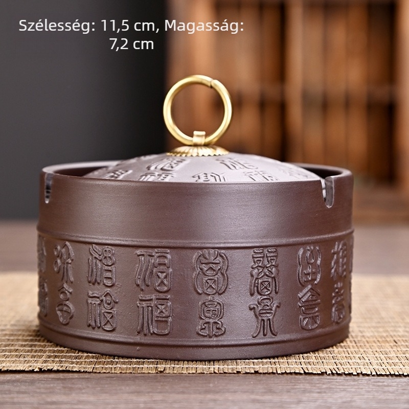 Kerámia hamutál fedővel füst eloltása és a hamu szóródásának megakadályozása, díszítés és tárolás, logó nyomtatás, testreszabható