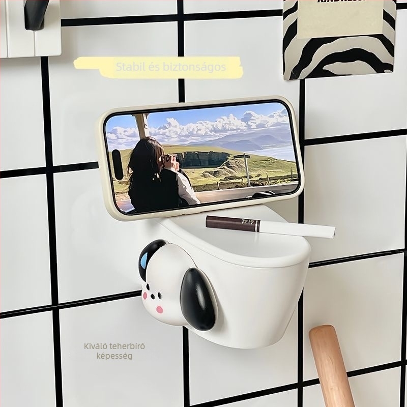 Falra szerelhető WC-hamutartó fedővel, ABS, dekoratív, logó nyomtatott, egyszerű stílus