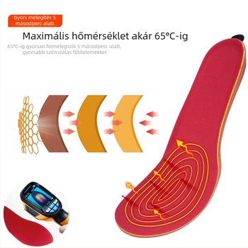 Fűtött talpbetét USB-C töltéssel, három fokozatú távirányító, 3,7V 2000mAh akkumulátor, velúr felső rész, Osley talp