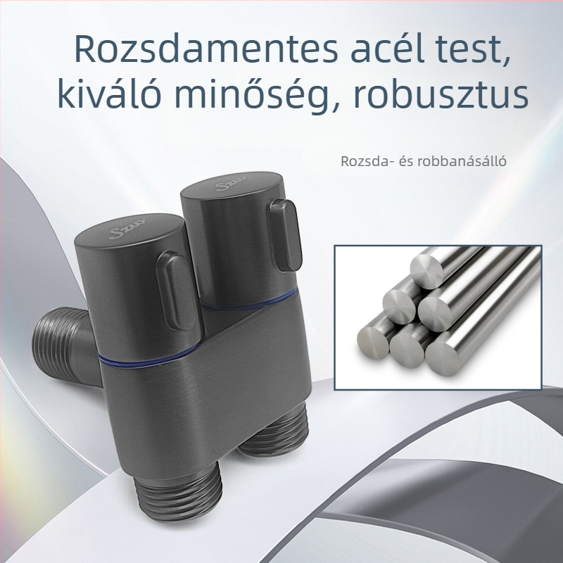 3160 Beépített, multifunkcionális vécéöblítő, magas nyomású pisztollyal, 201 rozsdamentes acél, egy bemenet – két kimenet, szögletes szelep
