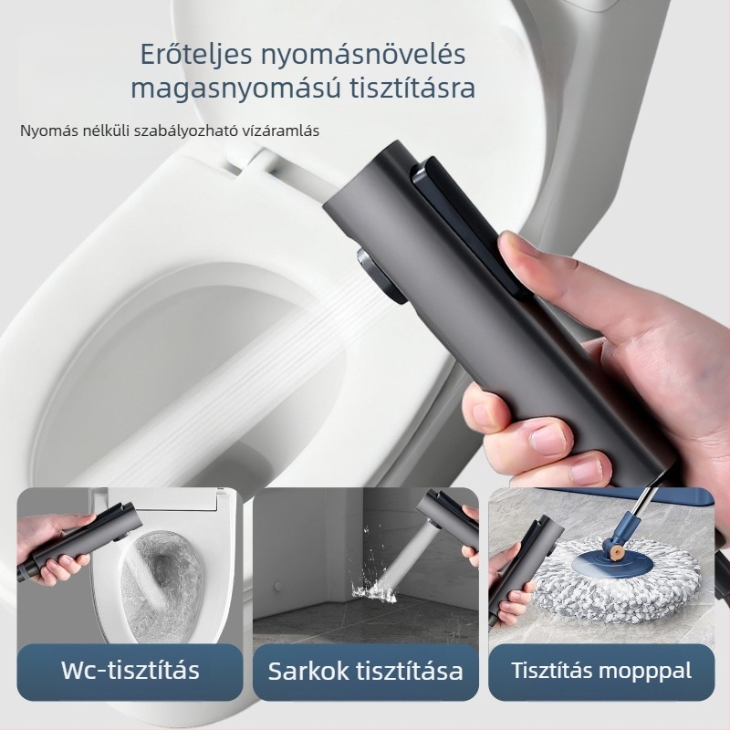 3160 Beépített, multifunkcionális vécéöblítő, magas nyomású pisztollyal, 201 rozsdamentes acél, egy bemenet – két kimenet, szögletes szelep