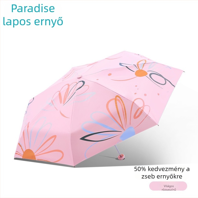 Hirdetési esernyő 8 acél bordával, 190T vinil vászonnal, acél nyél, műanyag fogantyú, kézi nyitás/zárás