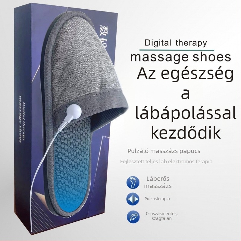 Uniszex lábterápiás papucs fűtéses és elektroterápiával – USB táplálás, gumírozott talp