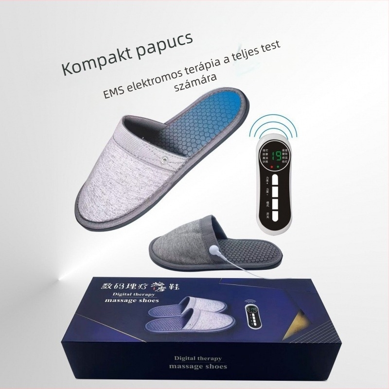 Uniszex lábterápiás papucs fűtéses és elektroterápiával – USB táplálás, gumírozott talp