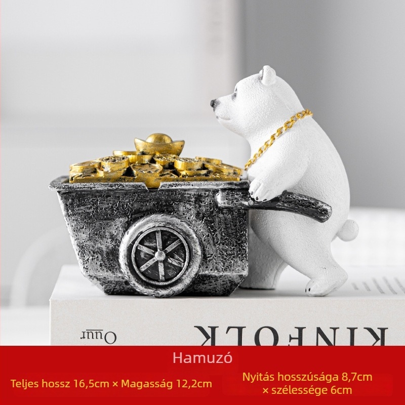 Hamutartó fedővel Panda díszfigura, gyanta, Nordic stílus (Anyag: gyanta; Stílus: Nordic; Nem egyszer használatos; Nem importált)