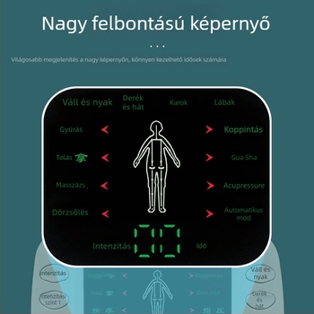 Digitális meridián masszírozó pulzus terápiával, USB-tápellátás, színes LCD kijelző, kettős kimenet, elektromos akupunktúra, modell 7005