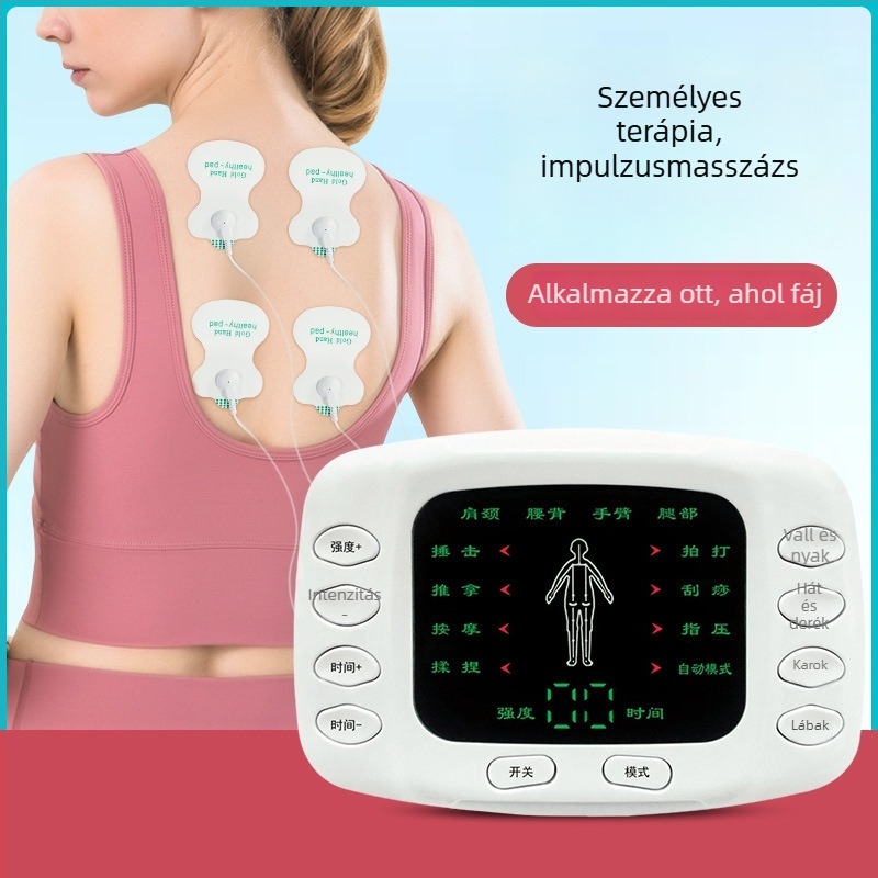 Digitális meridián masszírozó pulzus terápiával, USB-tápellátás, színes LCD kijelző, kettős kimenet, elektromos akupunktúra, modell 7005