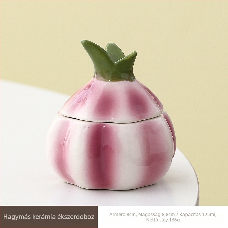 Fedeles kerámia hagyma alakú edény – DIY ékszertartó, aromaterápia, hamutál, tea-tároló, dísz; északi stílus, egyszerű, könnyed luxus; logónyomás elérhető