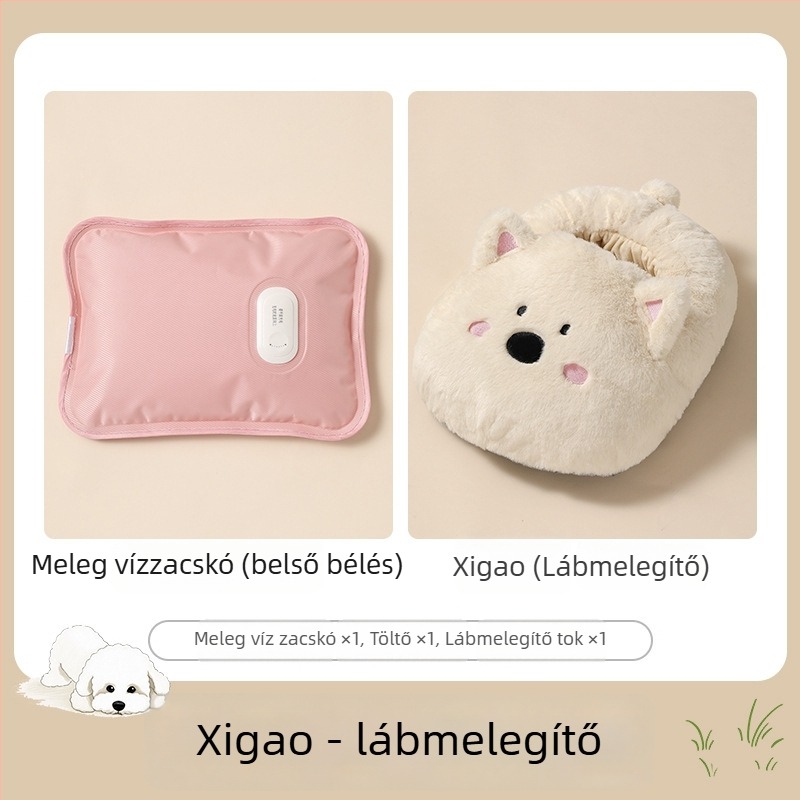 Yi Han USB-meghajtású fűtő papucs, plüss felsőrész, uniszex, műanyag talp, karikatúra stílus