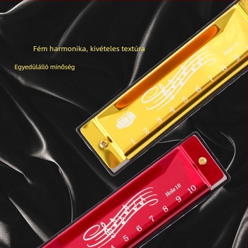 Fém harmonika dobozban, 10‑lyukú, osztálytermi oktatás és előadásokhoz kíséret