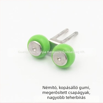 Csúszóajtó görgő excentrikus kerékkel — bevonatos fém ház, korrózióálló, kötélcsatorna sugara 20 mm, maximális teherbírás 50 kg