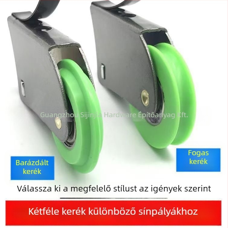 Csúszóajtó görgő excentrikus kerékkel — bevonatos fém ház, korrózióálló, kötélcsatorna sugara 20 mm, maximális teherbírás 50 kg