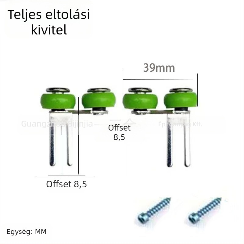 Csúszóajtó görgő excentrikus kerékkel — bevonatos fém ház, korrózióálló, kötélcsatorna sugara 20 mm, maximális teherbírás 50 kg