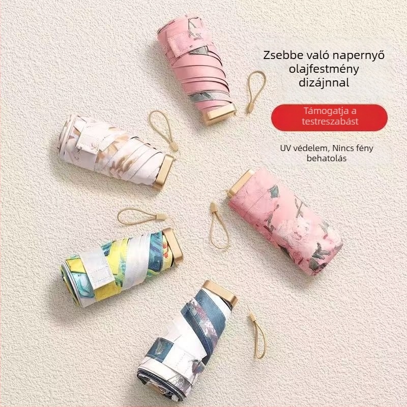 Égkék mini kártya-formájú napernyő UV-védelmével, kompakt és hordozható