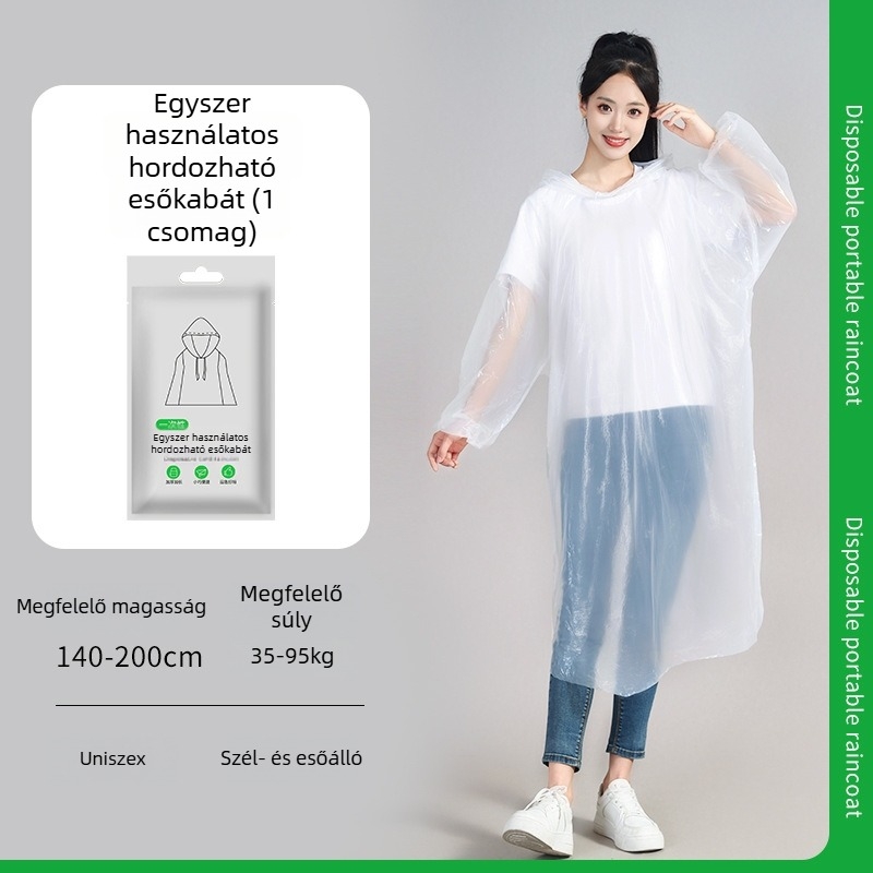 Egyszer használatos TPU esőponcho felnőtteknek, vastag, hosszú, teljes testet lefedő, utazáshoz és raftinghoz