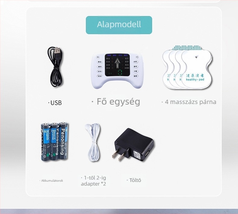 Kétkimenetű meridián elektromos impulzus masszírozó időzítővel, USB/akkumulátor/AC tápegység, modell YSL-066, 2023-ban bemutatva