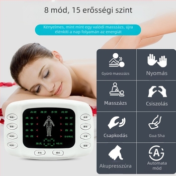 Kettős kimenetű meridián masszírozó kijelzővel, USB-tápellátás, derékra, csípőre, lábakra, hátra és talpakra, modell XTK-018