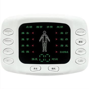 Kettős kimenetű meridián masszírozó kijelzővel, USB-tápellátás, derékra, csípőre, lábakra, hátra és talpakra, modell XTK-018