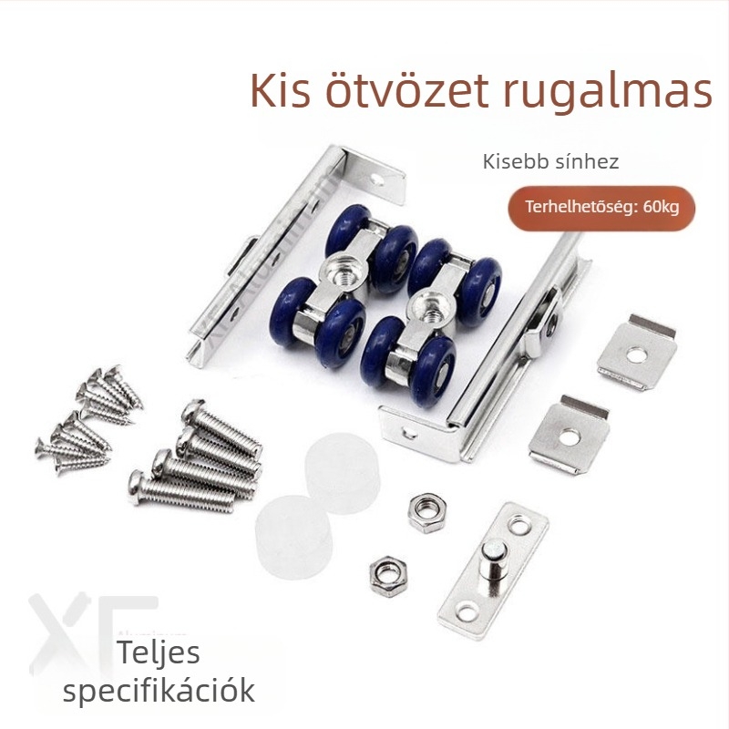Üvegajtó görgő csúszó ajtókhoz, test rozsdamentes acél, 8 mm-es kötélbarázda, külső csipesz átmérő 5-9 mm, négyzetes vagy kör alakú modell, maximális teherbírás 175 kg