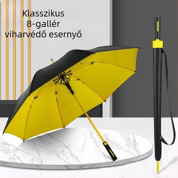Golf esernyő egyenes rostos nyele, 8 bordás vázzal (automatikus nyitás, logónyomás, UPF 50+ napvédelem)