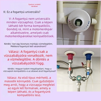 Elektromos vízmelegítő keverő-szelep kapcsolókar, U-alakú zuhanycsaphoz, univerzális típus, CE tanúsítvány, műanyag anyag, vezérlő modell