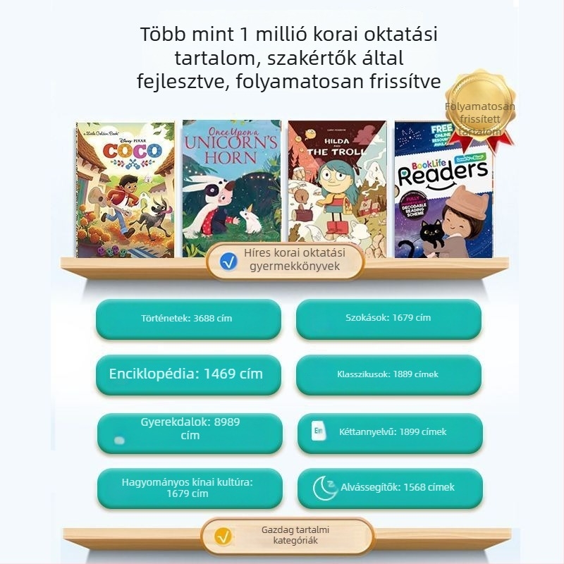 Intelligens korai oktatási robot gyerekeknek – olvasási funkció, zenei lejátszás, műanyag test, memória nélkül