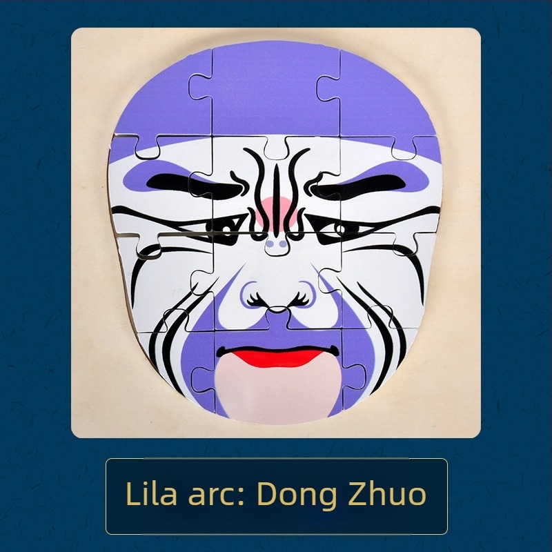 Fából készült Pekingi Opera arcváltó puzzle – viselhető, felnőttek és gyerekek számára, DIY, 4–6 éveseknek